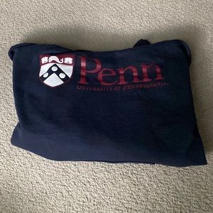 blue, red, and white womens “UPenn” hoodie